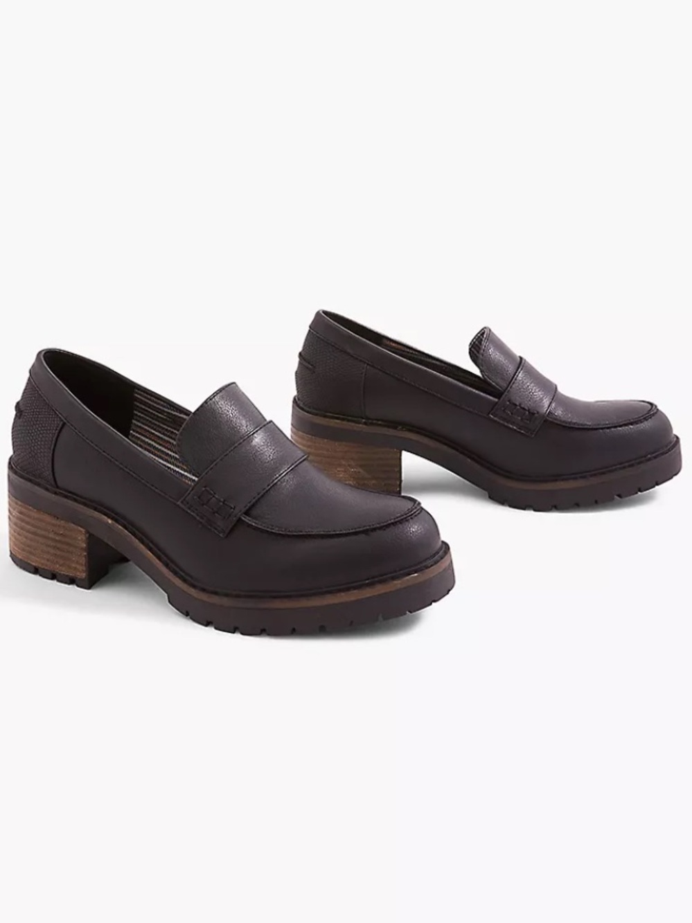Lane Bryant Women’s 9W Black Lug-Sole Chunky Penny Strap Loafers Shoes in EUC - Picture 4 of 15